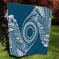 Cook Islands Gospel Day Quilt Blue Tribal Curves