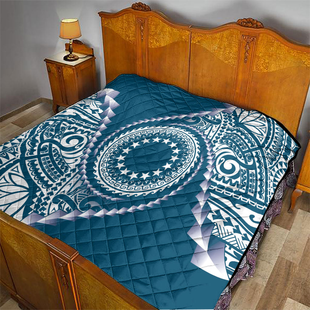Cook Islands Gospel Day Quilt Blue Tribal Curves