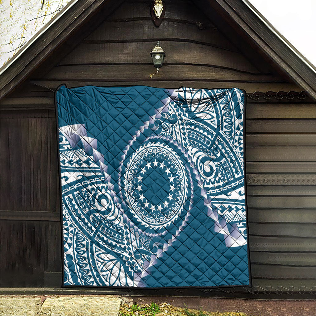Cook Islands Gospel Day Quilt Blue Tribal Curves