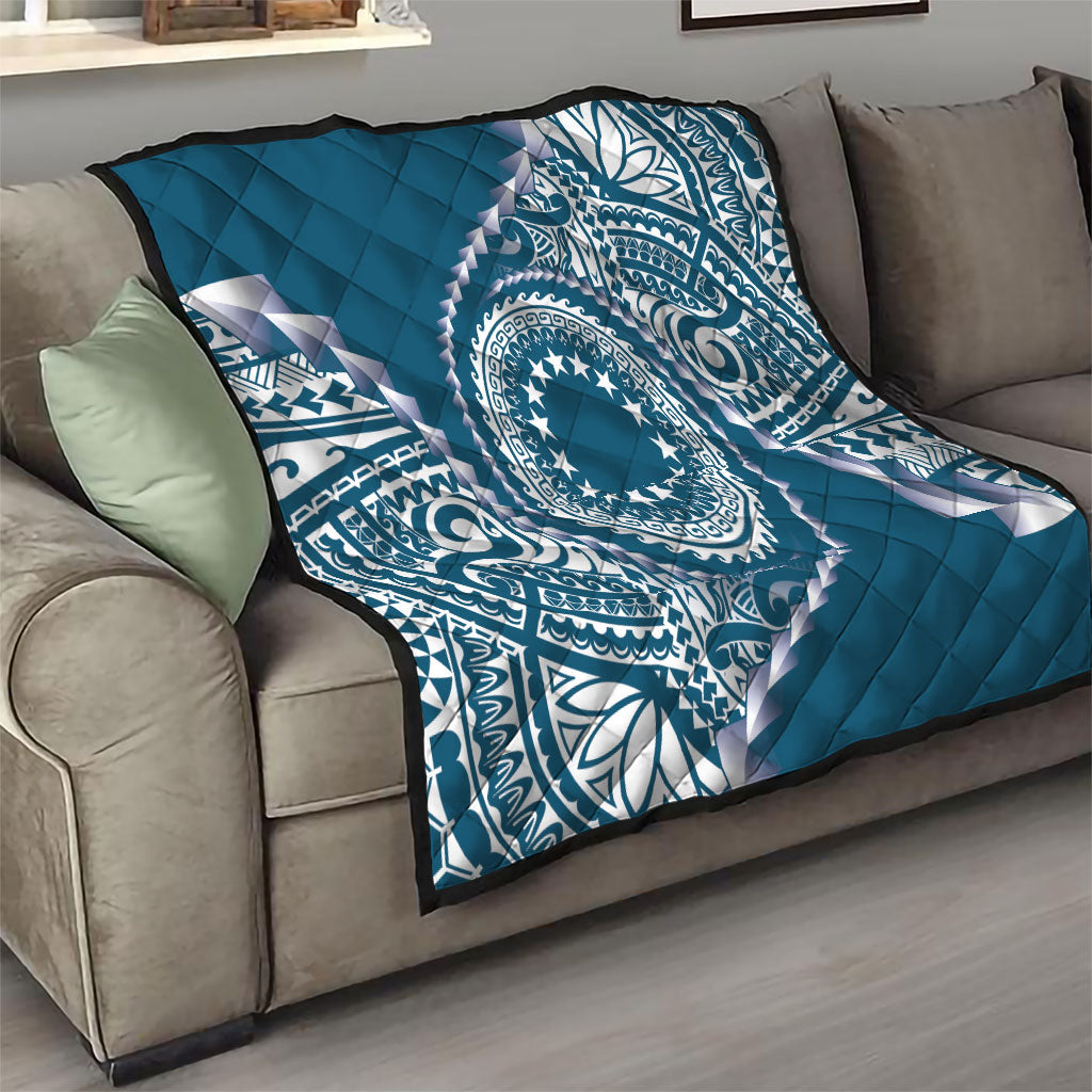 Cook Islands Gospel Day Quilt Blue Tribal Curves