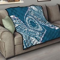 Cook Islands Gospel Day Quilt Blue Tribal Curves