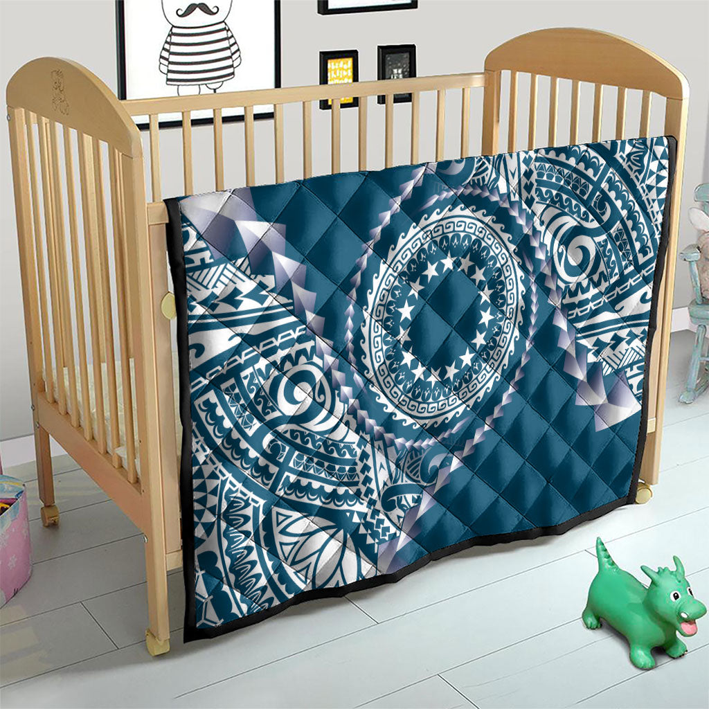 Cook Islands Gospel Day Quilt Blue Tribal Curves