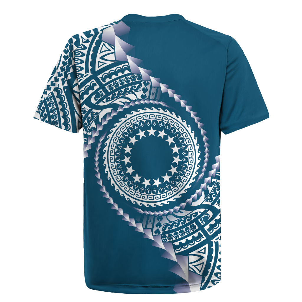 Cook Islands Gospel Day Rugby Jersey Blue Tribal Curves