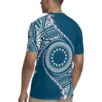 Cook Islands Gospel Day Rugby Jersey Blue Tribal Curves