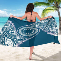 Cook Islands Gospel Day Sarong Blue Tribal Curves