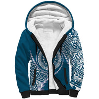 Cook Islands Gospel Day Sherpa Hoodie Blue Tribal Curves