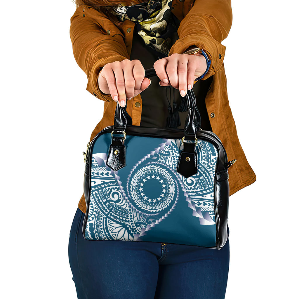 Cook Islands Gospel Day Shoulder Handbag Blue Tribal Curves LT05 One Size Blue - Polynesian Pride