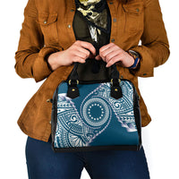 Cook Islands Gospel Day Shoulder Handbag Blue Tribal Curves
