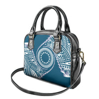 Cook Islands Gospel Day Shoulder Handbag Blue Tribal Curves