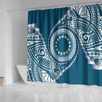 Cook Islands Gospel Day Shower Curtain Blue Tribal Curves