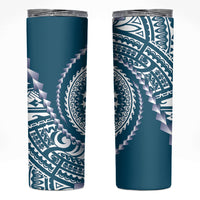 Cook Islands Gospel Day Skinny Tumbler Blue Tribal Curves