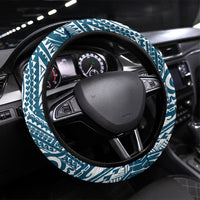 Cook Islands Gospel Day Steering Wheel Cover Blue Tribal Curves