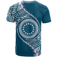 Cook Islands Gospel Day T Shirt Blue Tribal Curves