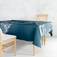 Cook Islands Gospel Day Tablecloth Blue Tribal Curves