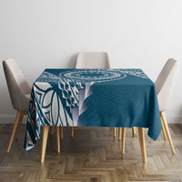 Cook Islands Gospel Day Tablecloth Blue Tribal Curves