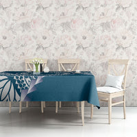 Cook Islands Gospel Day Tablecloth Blue Tribal Curves