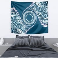 Cook Islands Gospel Day Tapestry Blue Tribal Curves