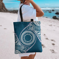 Cook Islands Gospel Day Tote Bag Blue Tribal Curves