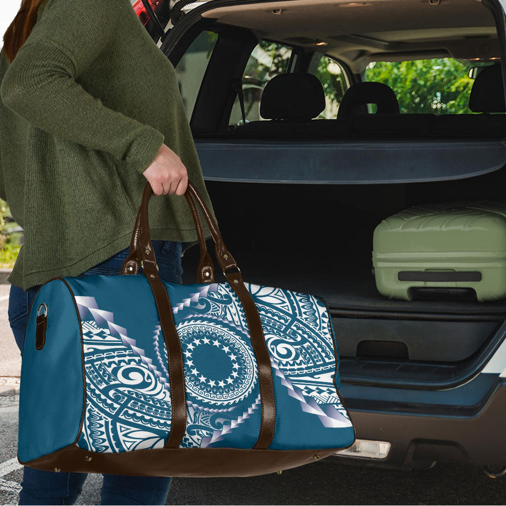 Cook Islands Gospel Day Travel Bag Blue Tribal Curves