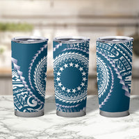 Cook Islands Gospel Day Tumbler Cup Blue Tribal Curves