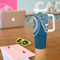 Cook Islands Gospel Day Tumbler With Handle Blue Tribal Curves