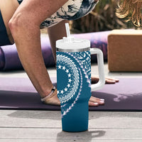 Cook Islands Gospel Day Tumbler With Handle Blue Tribal Curves