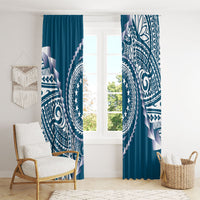 Cook Islands Gospel Day Window Curtain Blue Tribal Curves