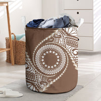 Cook Islands Gospel Day Laundry Basket Brown Tribal Curves