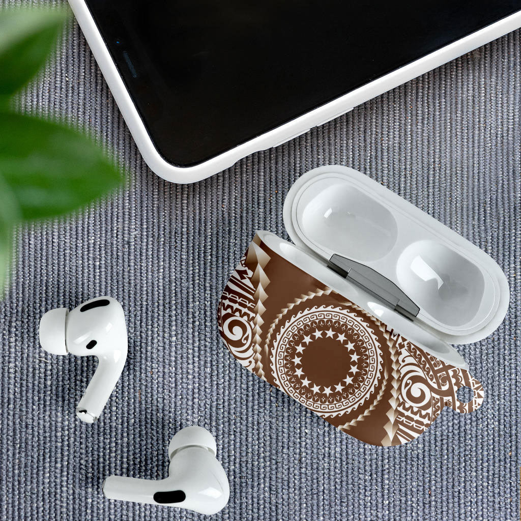 Cook Islands Gospel Day AirPods Case Brown Tribal Curves
