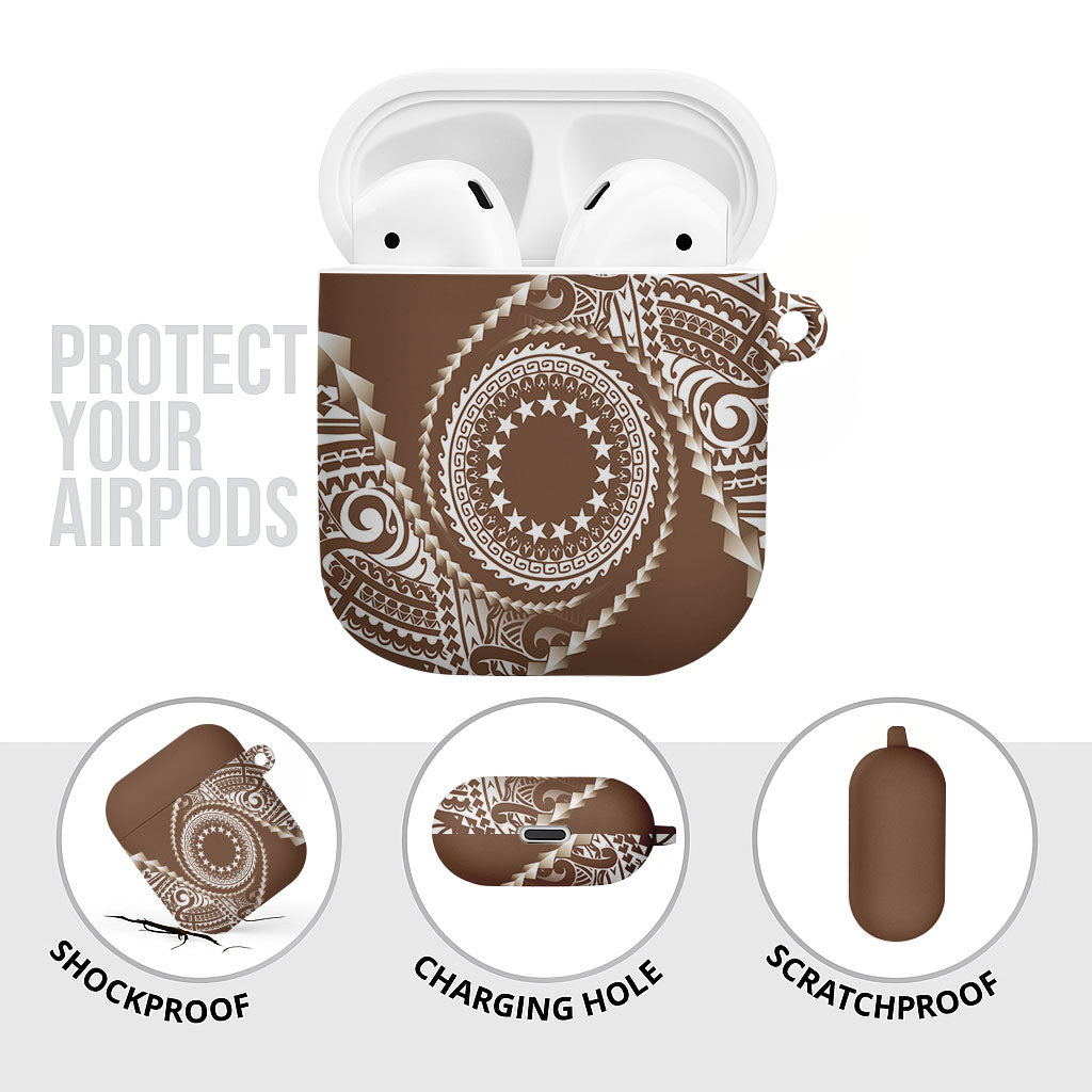 Cook Islands Gospel Day AirPods Case Brown Tribal Curves