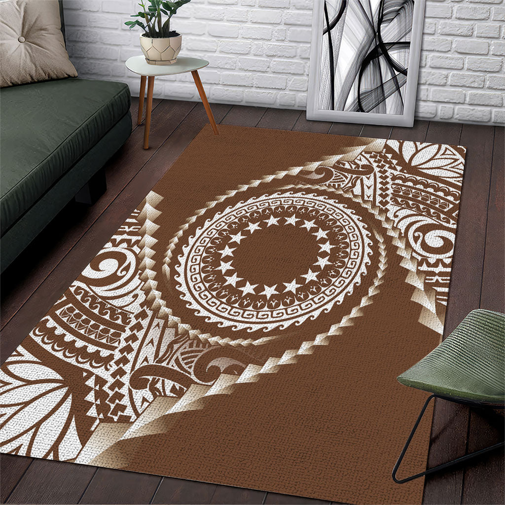 Cook Islands Gospel Day Area Rug Brown Tribal Curves