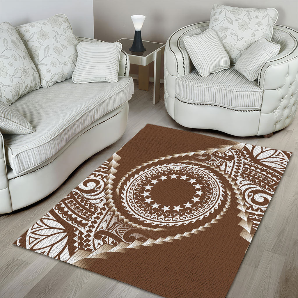 Cook Islands Gospel Day Area Rug Brown Tribal Curves
