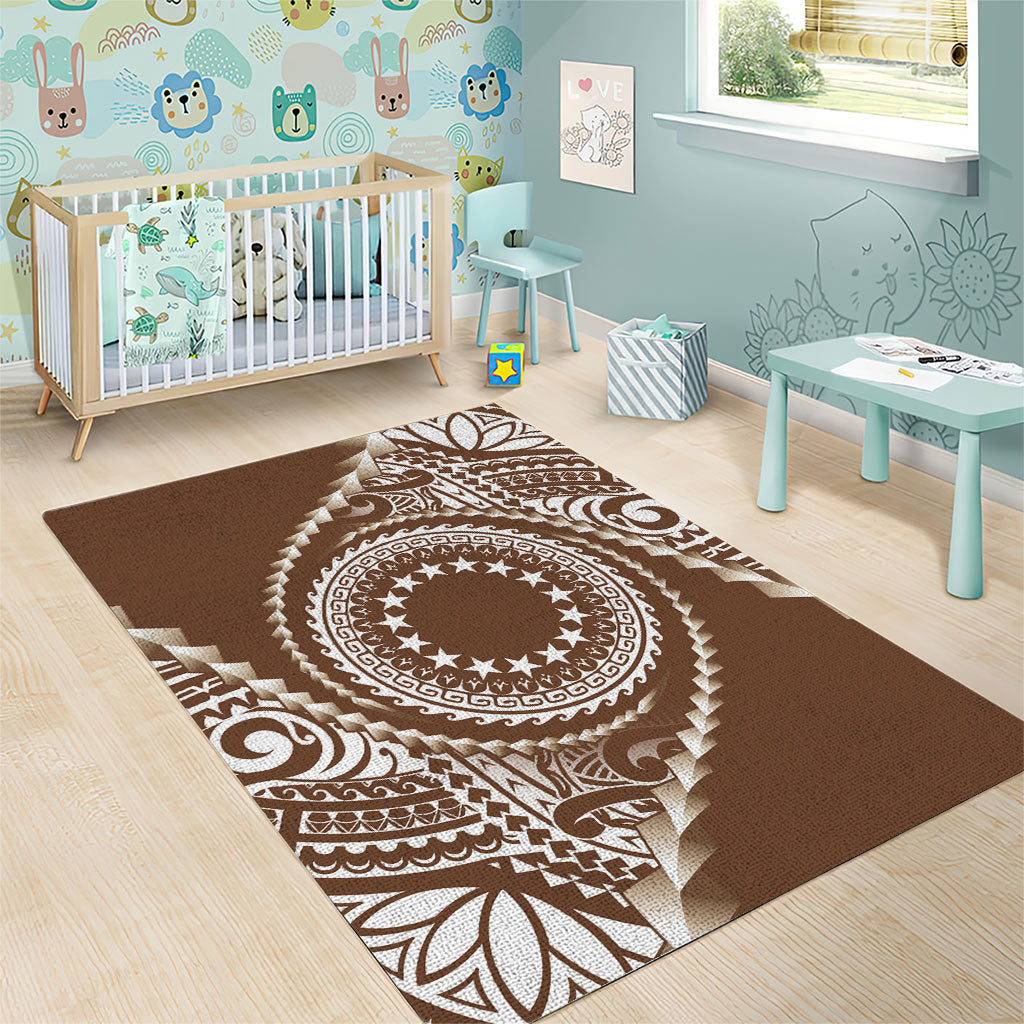 Cook Islands Gospel Day Area Rug Brown Tribal Curves