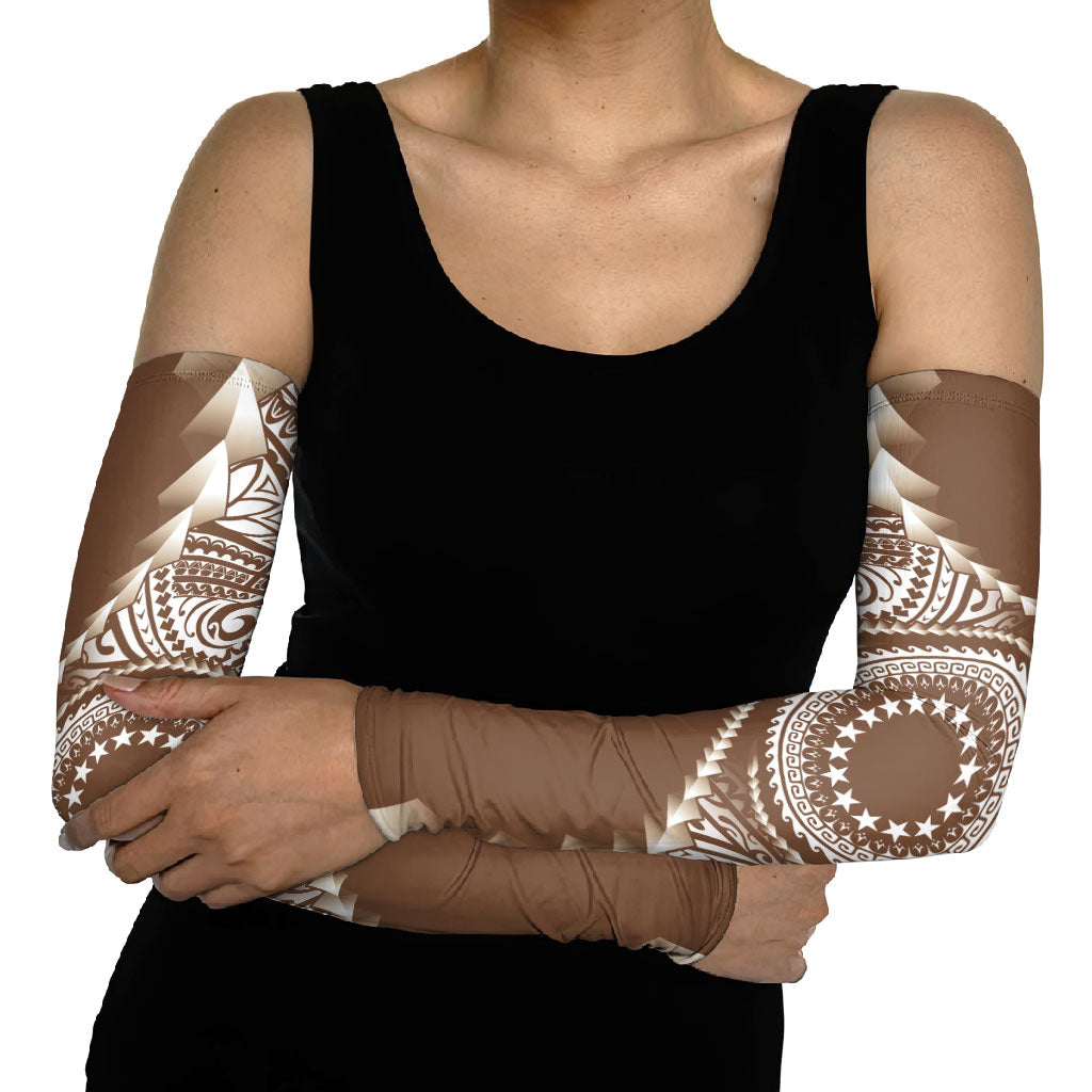 Cook Islands Gospel Day Arm Sleeves Brown Tribal Curves