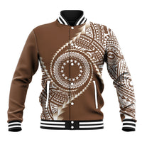 Cook Islands Gospel Day Baseball Jacket Brown Tribal Curves