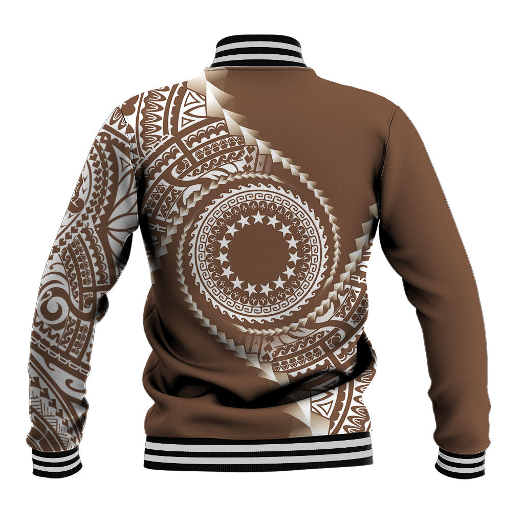 Cook Islands Gospel Day Baseball Jacket Brown Tribal Curves