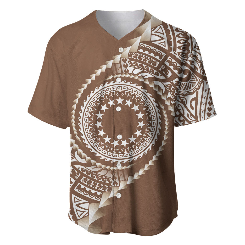 Cook Islands Gospel Day Baseball Jersey Brown Tribal Curves LT05 Brown - Polynesian Pride