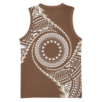 Cook Islands Gospel Day Basketball Jersey Brown Tribal Curves