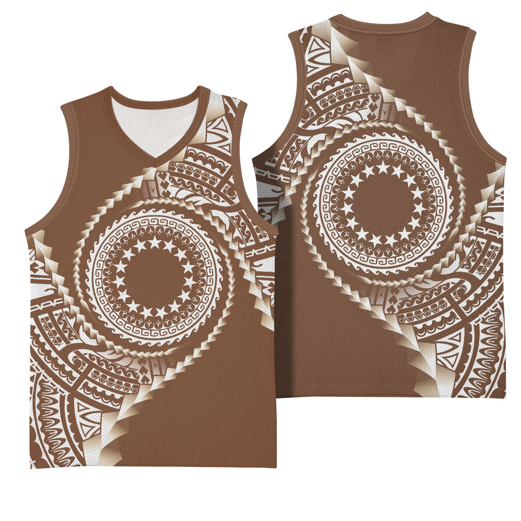 Cook Islands Gospel Day Basketball Jersey Brown Tribal Curves