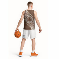 Cook Islands Gospel Day Basketball Jersey Brown Tribal Curves