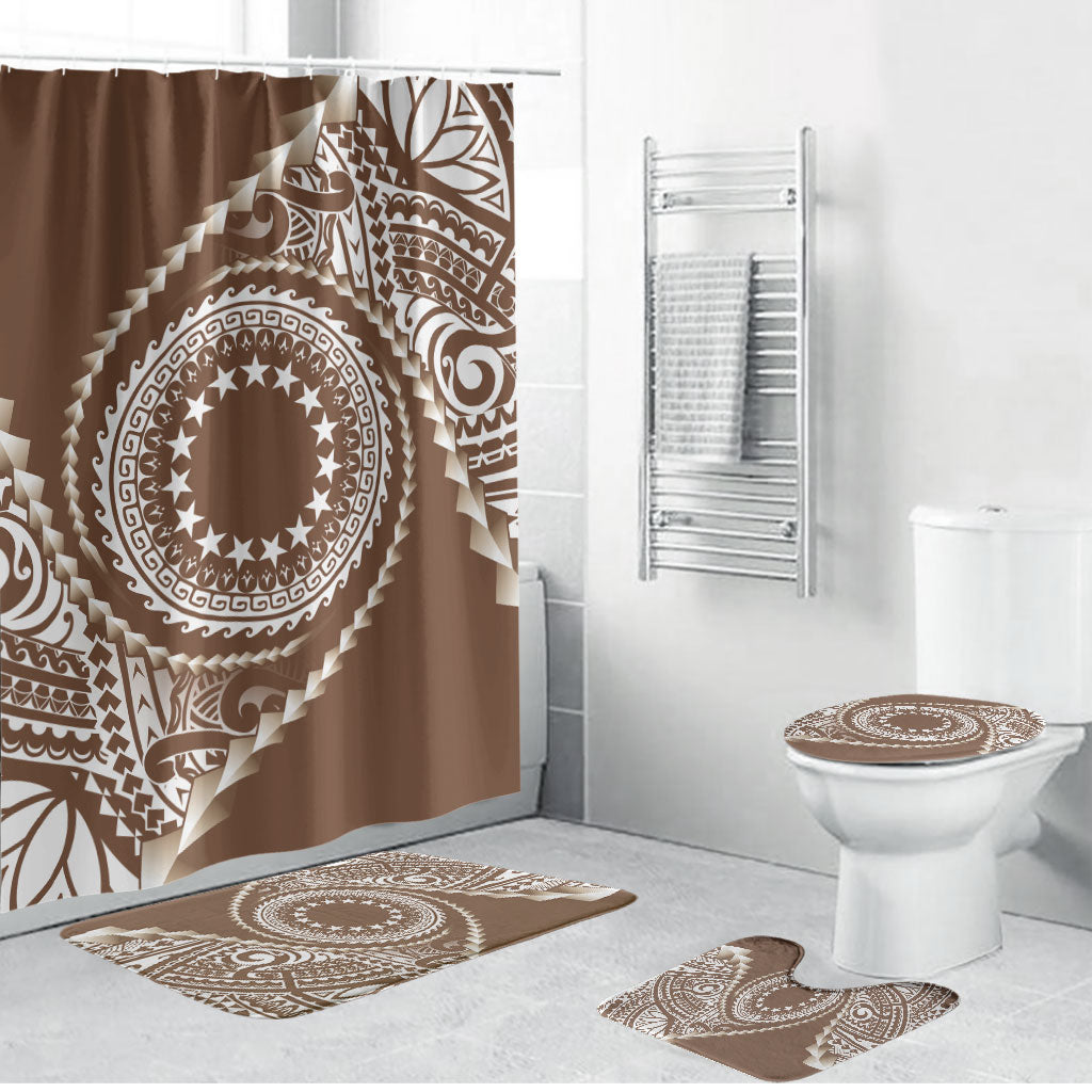 Cook Islands Gospel Day Bathroom Set Brown Tribal Curves