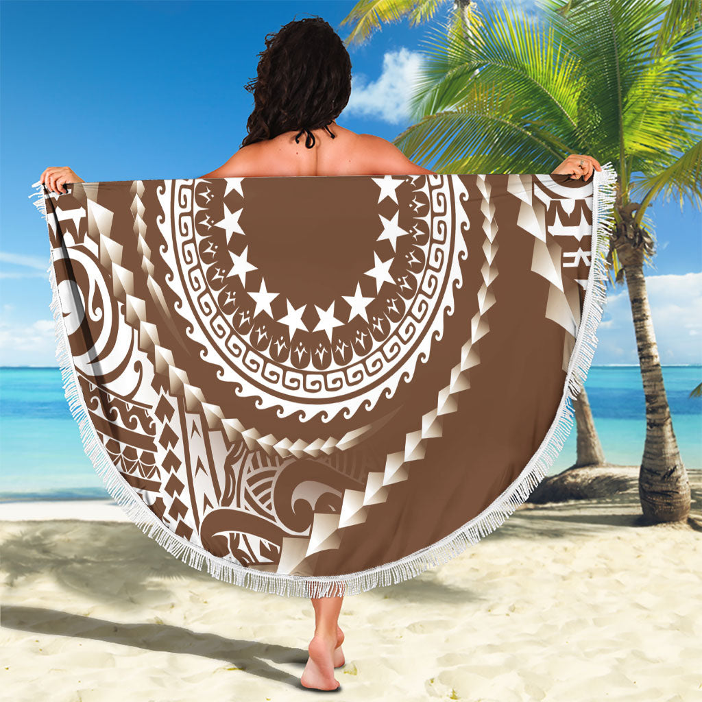 Cook Islands Gospel Day Beach Blanket Brown Tribal Curves