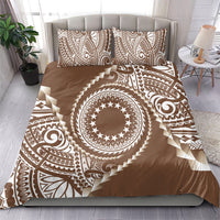 Cook Islands Gospel Day Bedding Set Brown Tribal Curves