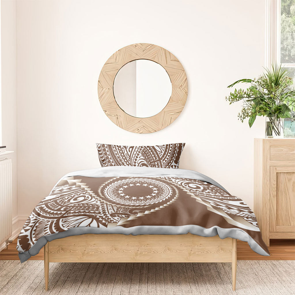 Cook Islands Gospel Day Bedding Set Brown Tribal Curves