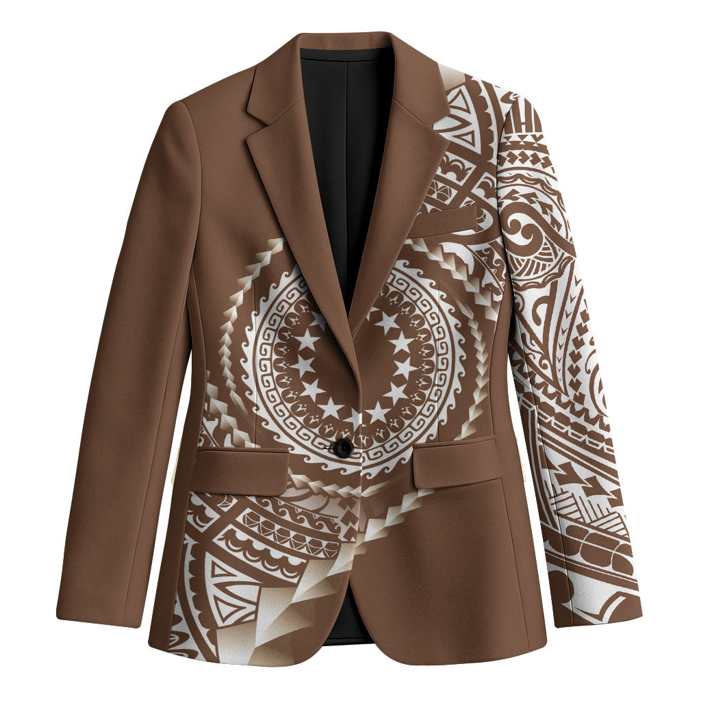Cook Islands Gospel Day Blazer Brown Tribal Curves