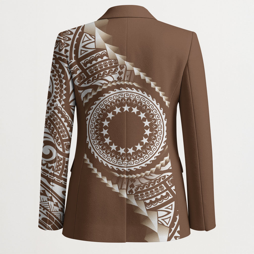 Cook Islands Gospel Day Blazer Brown Tribal Curves
