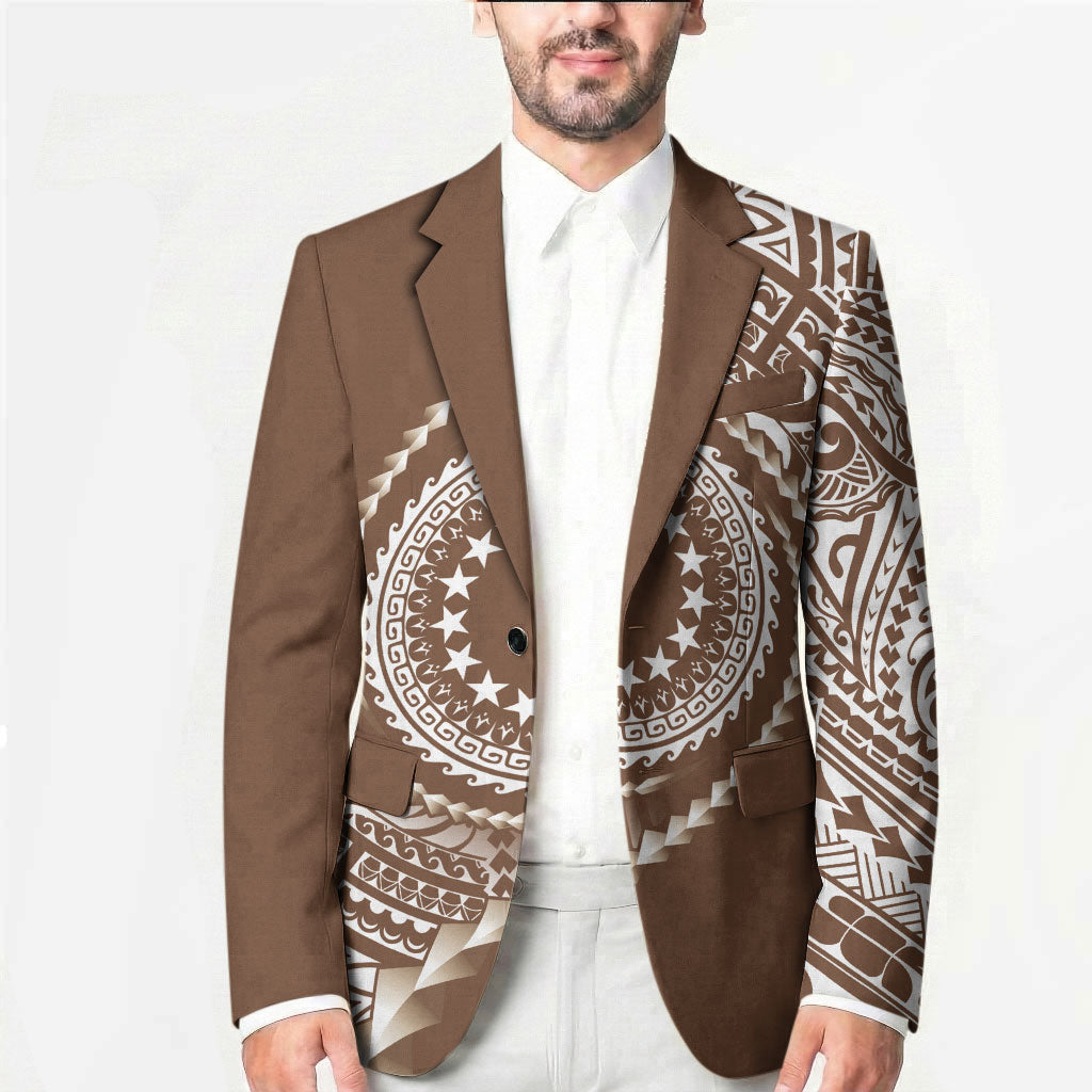 Cook Islands Gospel Day Blazer Brown Tribal Curves