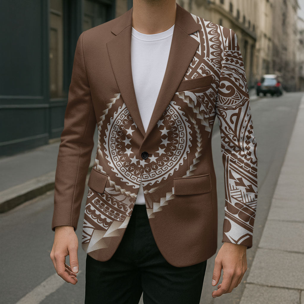 Cook Islands Gospel Day Blazer Brown Tribal Curves
