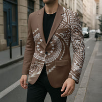 Cook Islands Gospel Day Blazer Brown Tribal Curves