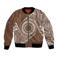 Cook Islands Gospel Day Bomber Jacket Brown Tribal Curves